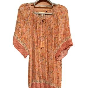 Cynthia Rowley Orange Paisley Short sleeve blouse size 2XL